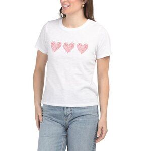 CINQ A SEPT Rose/white Je Taime Heart Shrunken Tee